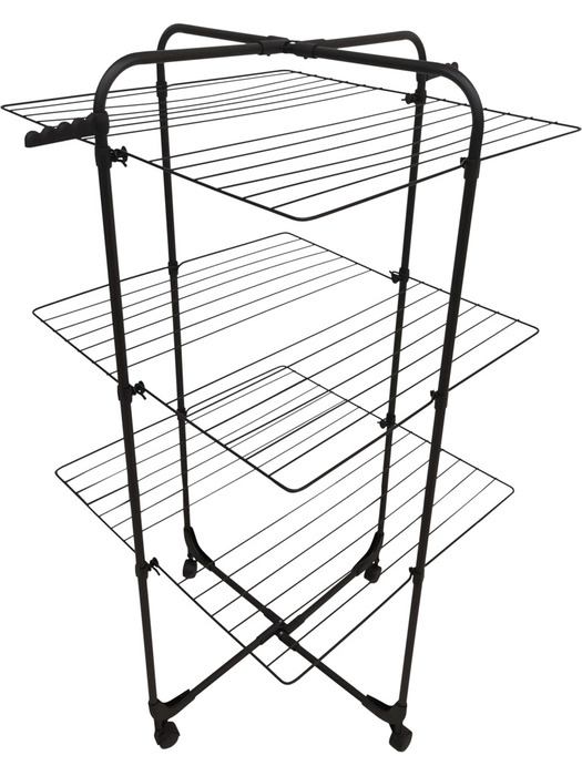 Tørkestativ m/hjul svart 70 x 70 x 133 cm